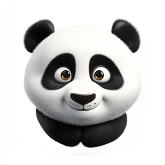 Obraz premium Cute cartoon panda with round face and big eyes in a playful expression