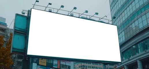 Blank billboard mockup in urban city setting. Perfect for advertising and marketing purposes. Easily add your own design to make it your own.