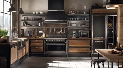 Modern Industrial Kitchen Design with Rustic Touches
