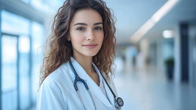 A young woman as docter in a white lab coat