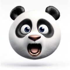 Fototapeta premium Surprised panda with big eyes and animated expression on a soft white background