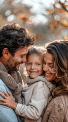 Fototapeta premium Blissful Family Bonding Joyful Outdoor Playtime in Green Garden Setting