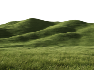 Green grassy hills isolated on transparent background

