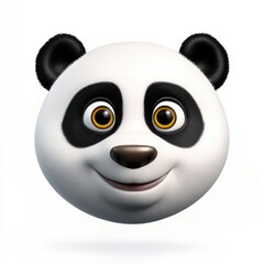 Fototapeta premium Playful panda character with cheerful expression, set against a bright white background
