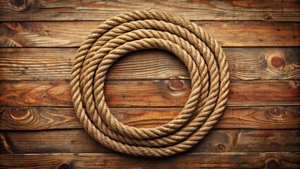 Obraz premium A worn, rustic rope forms a circular emblem with a subtle texture, evoking a sense of vintage craftsmanship and earthy ruggedness.
