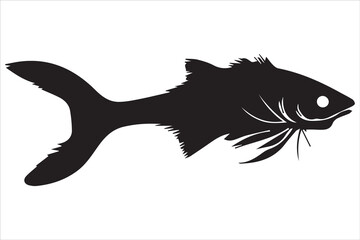 silhouette fish vector, Fish icon vector set isolated on white background