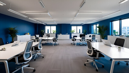 Modern open space room office interior design