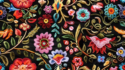 Fototapeta premium Embroidery art background pattern.