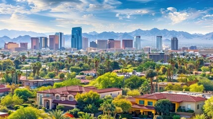 Phoenix Skyline with Mountain Background