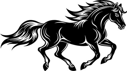 Running horse vector art illustration