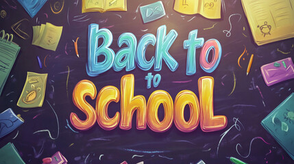Back to School on blackboard background.
