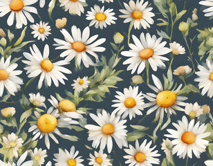 Obraz premium Watercolor daisy flowers background