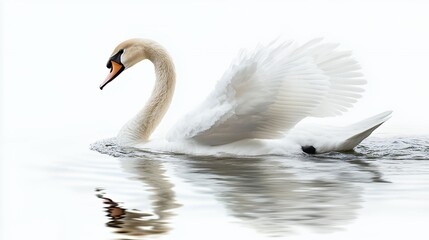 A graceful swan gliding on calm water, showcasing elegance and tranquility.
