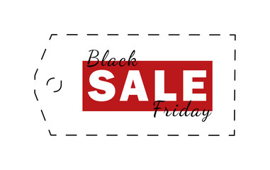 Black friday label. Text in percent tag. Discounts and promotions. Ecommerce and marketing. Online shopping. Template and layout. Flat vector illustration isolated on white background