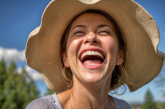 Canadian woman laughed excitedly