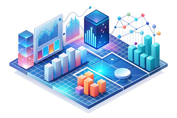3D AI Powered Predictive Analytics Vector Concept with Data Graphs and Algorithmic Patterns
