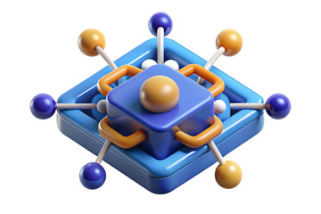 3D AI Powered Quantum Computing Vector Concept with Digital Connections and Particle Patterns - Advanced Technology Design on White Background