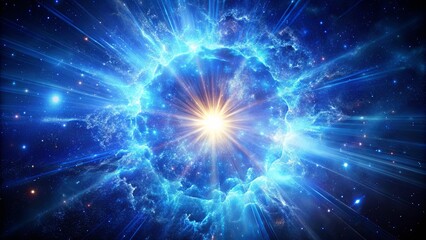 Obraz premium A stunning supernova explosion in a cosmic blue background