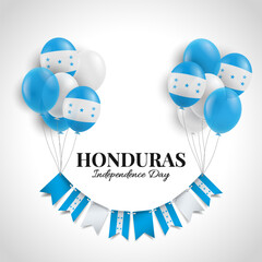 Honduras Independence Day. Background with balloons. Vector Illustration.
