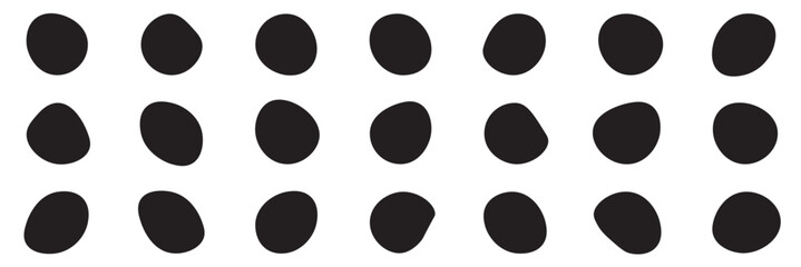 Random blob circles silhouette icon set. An arrangement of black organic shapes. Isolated on a white background.