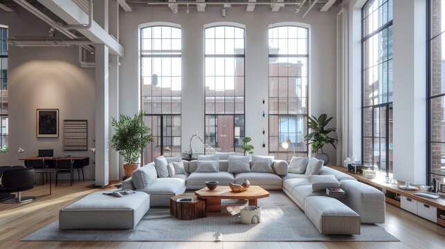 Chic Minimalist Loft Living: Luxurious Apartment with Abundant Natural Light