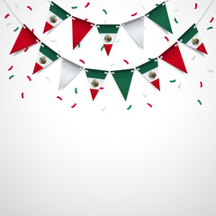Mexico Independence Day. Garland with the flag of Mexico. Vector Illustration.
