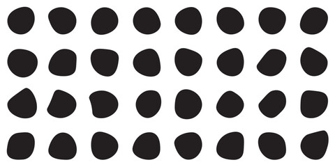 Random blob circles silhouette icon set. An arrangement of black organic shapes. Isolated on a white background.