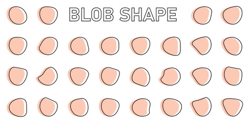 Random blob circles silhouette icon set. An arrangement of black organic shapes. Isolated on a white background.