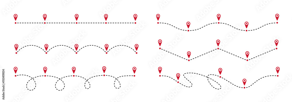 Poster roadmap path. timeline dashed line, way route chart and road steps with pin points for customer jour
