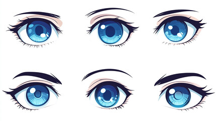 Set of cute anime blue eyes