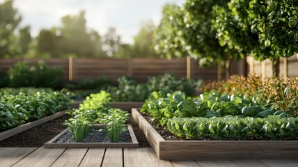Holistic farming, permaculture garden in vibrant growth, 3D illustration