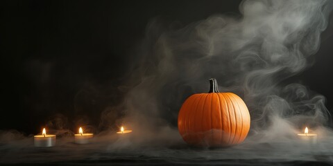 Spooky Halloween Pumpkin with Candles created by ai