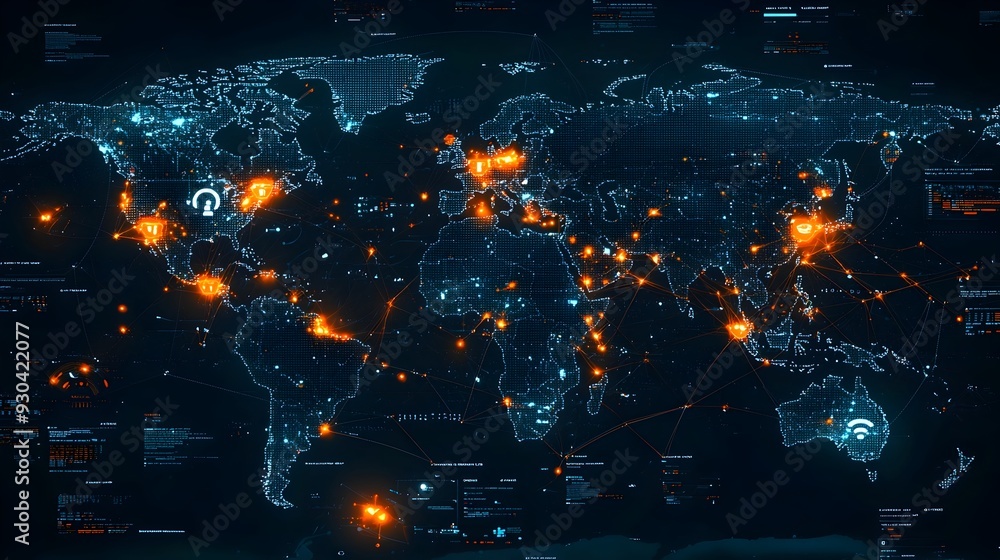 Aufkleber interactive global e-commerce activity map with real-time data visualization
