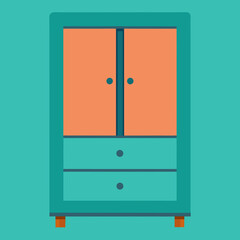 Wardrobe with drawers isolated on white, wardrobe vector illustration, furniture vector art, wardrobe silhouette, drawers icon, wardrobes line art, eps