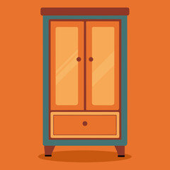 Wardrobe with drawers isolated on white, wardrobe vector illustration, furniture vector art, wardrobe silhouette, drawers icon, wardrobes line art, eps