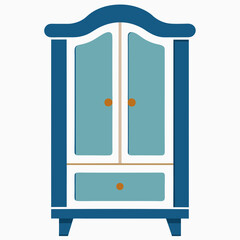 Wardrobe with drawers isolated on white, wardrobe vector illustration, furniture vector art, wardrobe silhouette, drawers icon, wardrobes line art, eps