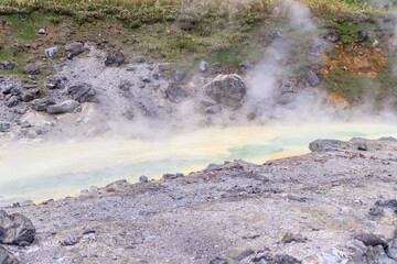 Serpentine Pathway Through a Geothermal Landscape, Tamagawa Onsen, Akita, Japan
