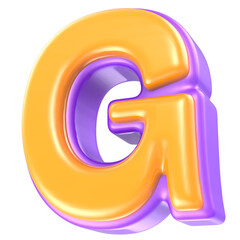 G Letter Yellow And Purple 3D Render