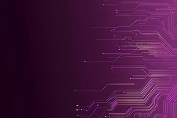 Abstract image of a circuit board with glowing lines and nodes on a pink gradient background. The intricate network of connections creates a modern, tech-inspired visual. Copy space available