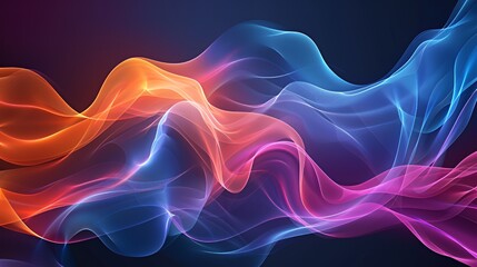 Fototapeta premium A vibrant abstract design featuring flowing waves of color in blue, orange, and pink hues.