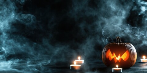 Spooky Halloween Pumpkin with Candles created by ai