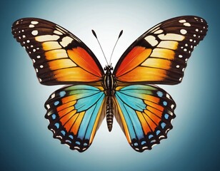 Fototapeta premium Colorful painted butterfly with wings spread out flying. Ai generated image.