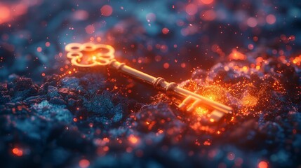 symbolic key unlocking freedom from violence, background filled with hopeful, transformative tones