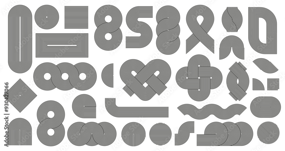 Aufkleber geometric stripe line shapes. zen pattern stripes, intricate knot and loop shape. nordic stroke line