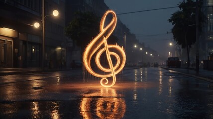 music note in burning style