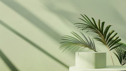 Obraz premium Minimalist Product Display with Palm Leaves