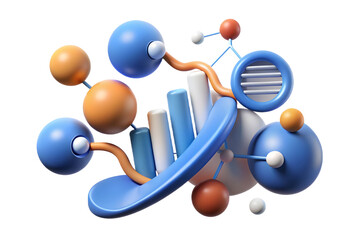 Abstract Vector Bioinformatics Concept: AI-Driven DNA Strands & Data Sequences on White Background - Genetic Research Analysis, Photo Stock Illustration