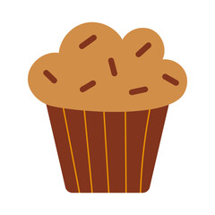 Cute Hand Drawn Flat Vector Muffin Isolated for Breakfast, Baked Snack, and Dessert Recipes Design.