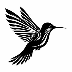 One Elegant Hummingbird Silhouette vector on white background