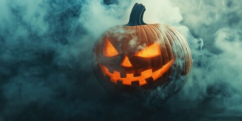 Spooky Halloween Pumpkin with Candles created by ai